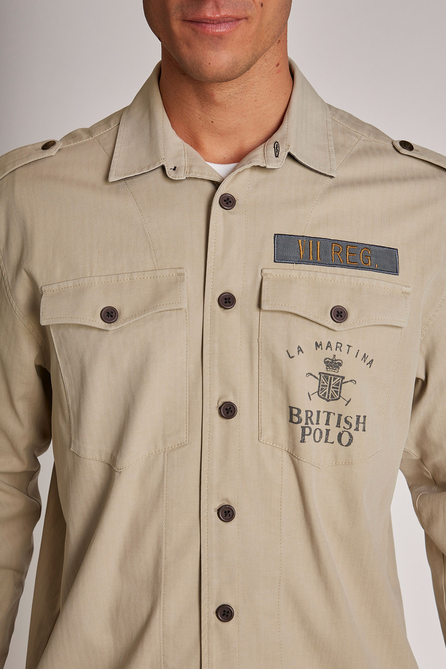 Men's long-sleeved regular-fit shirt - -50% | step 3 | us | La Martina - Official Online Shop