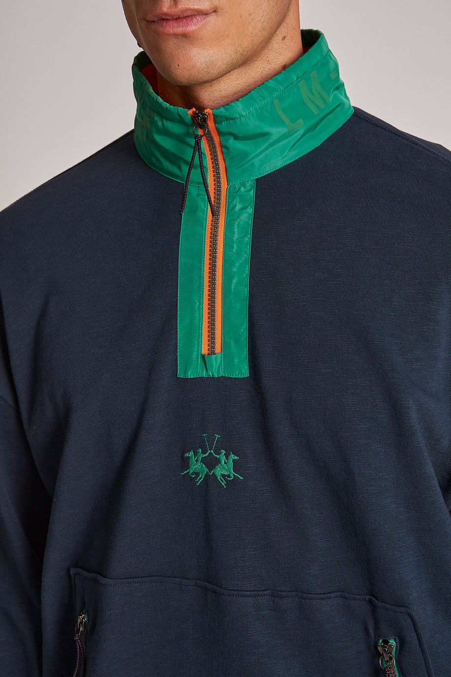 Sweat-shirt homme 100% coton, avec fermeture zippée et coupe oversize - Sweat-shirts | La Martina - Official Online Shop