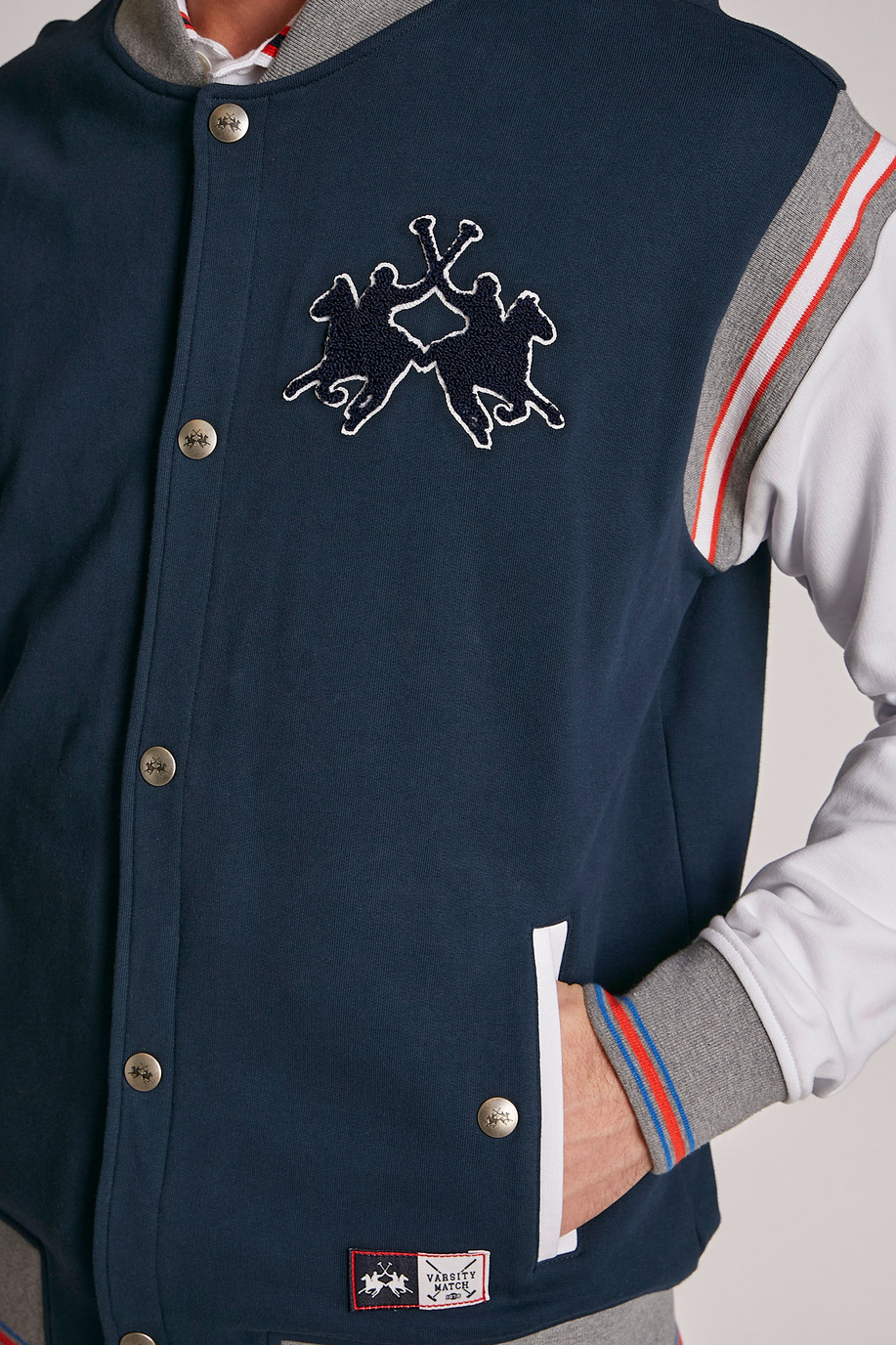 Bomber homme en coton avec fermeture boutonnée et coupe classique - Sweat-shirts | La Martina - Official Online Shop