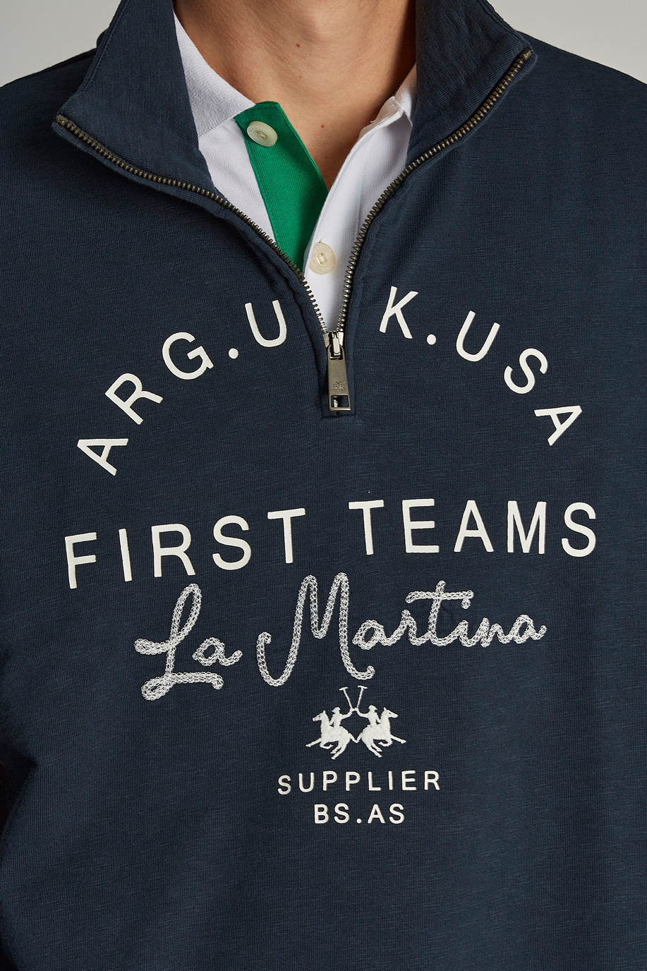 Sweat-shirt homme 100% coton, avec col zippé et coupe oversize - Sweat-shirts | La Martina - Official Online Shop