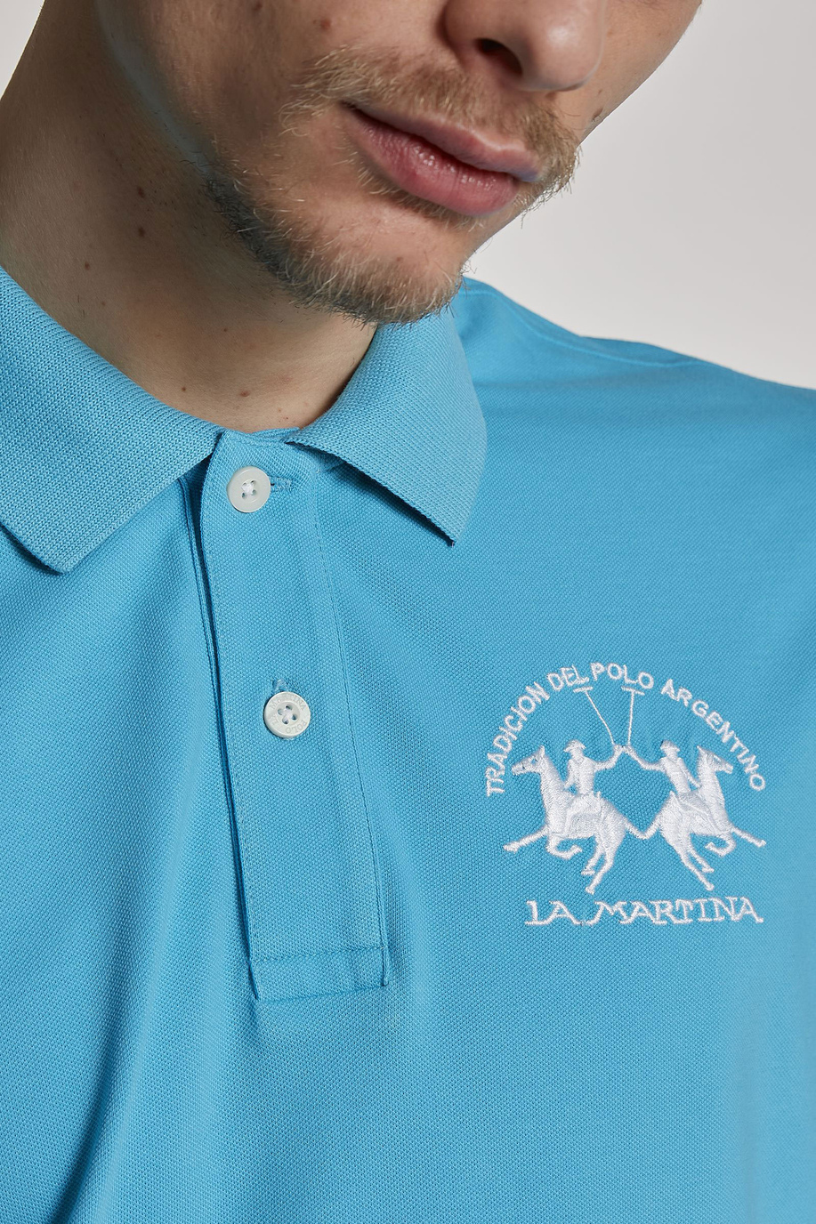 Polo homme en coton stretch à manches courtes et coupe classique - -30% | archive | La Martina - Official Online Shop