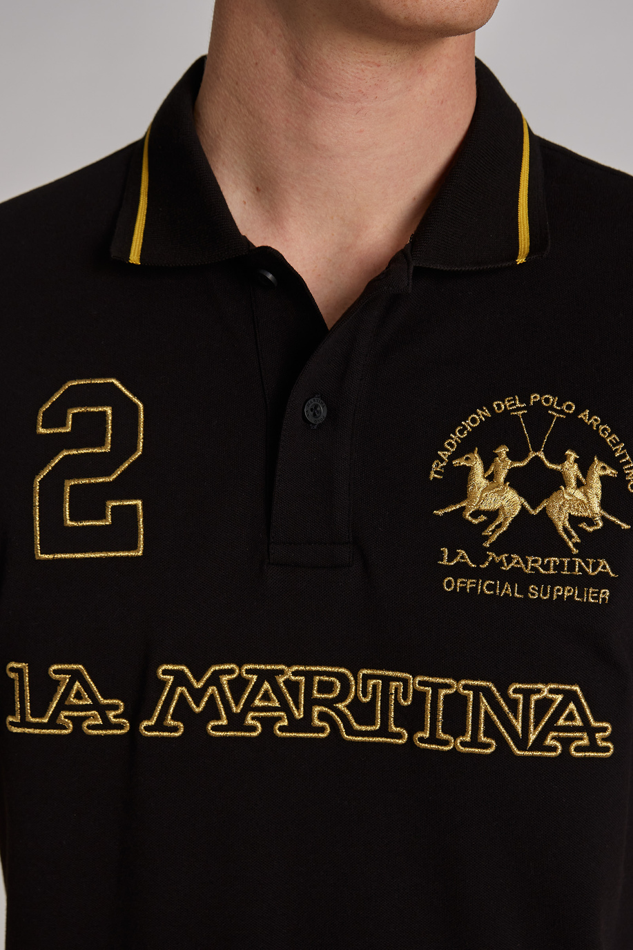 Polo homme en coton stretch à manches courtes et coupe classique - -30% | archive | La Martina - Official Online Shop