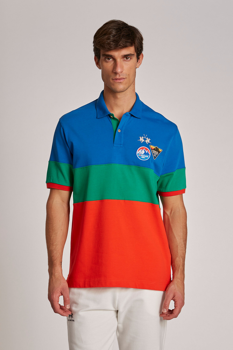 Men's short-sleeved regular-fit 100% cotton polo shirt - -40% | step 3 | US | La Martina - Official Online Shop