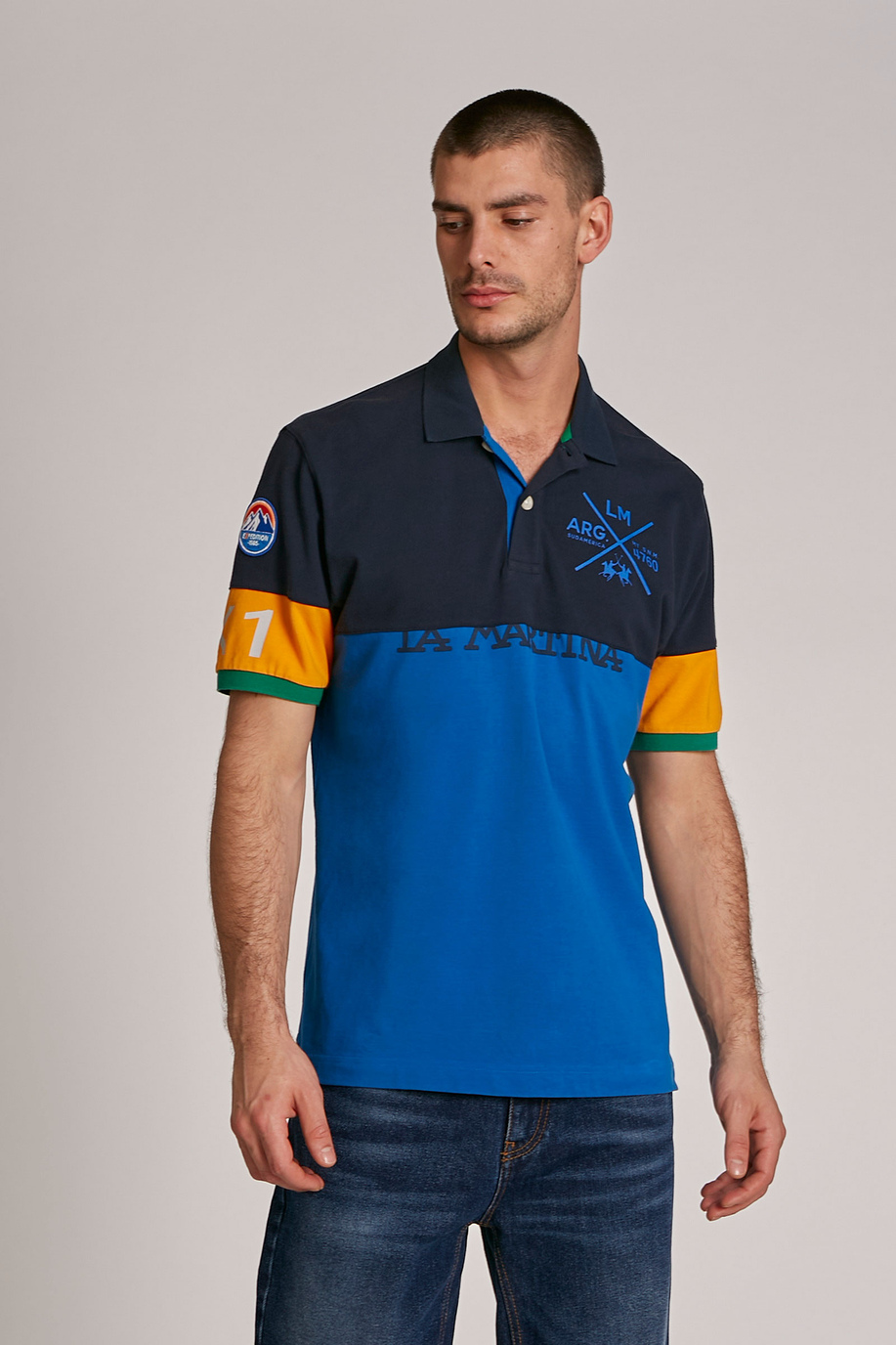 Herren-Poloshirt mit kurzem Arm aus 100 % Baumwolle, oversized Modell - -40% | step 3 | US | La Martina - Official Online Shop