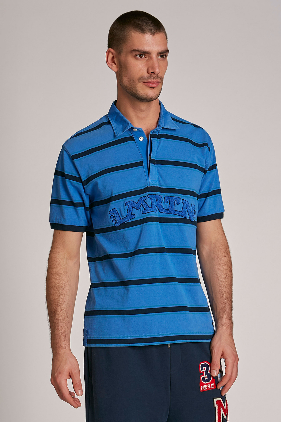 Herren-Poloshirt mit kurzem Arm aus 100 % Baumwolle, oversized Modell - Poloshirts | La Martina - Official Online Shop