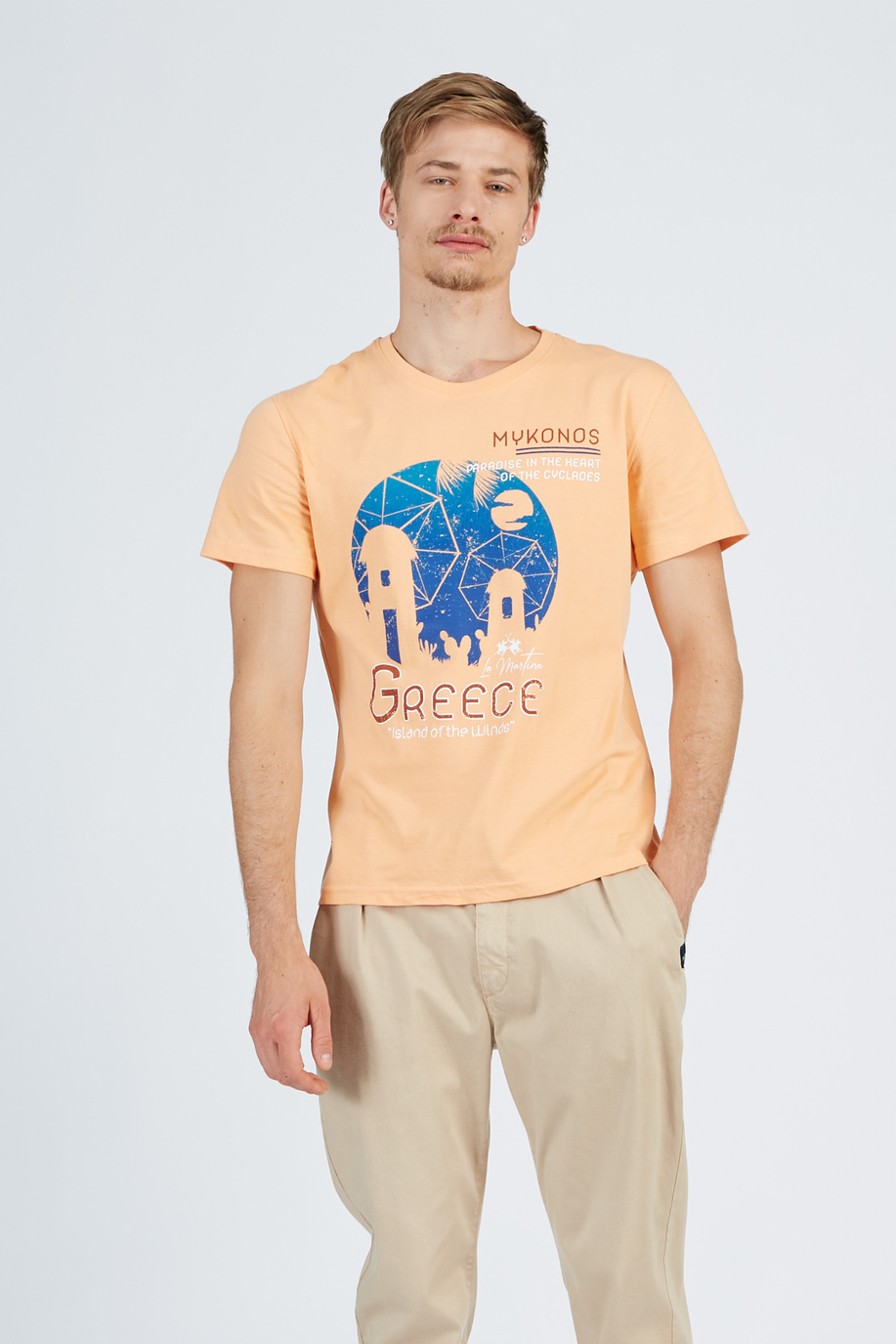 T-shirt en coton uni pour homme avec motif sur le devant - T-shirts | La Martina - Official Online Shop