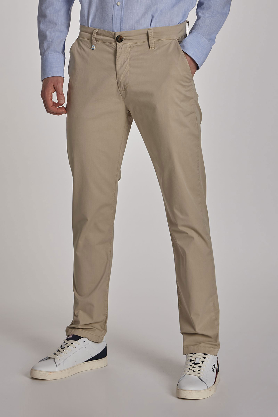 Pantalon chino homme en coton stretch coupe slim - Pantalons | La Martina - Official Online Shop
