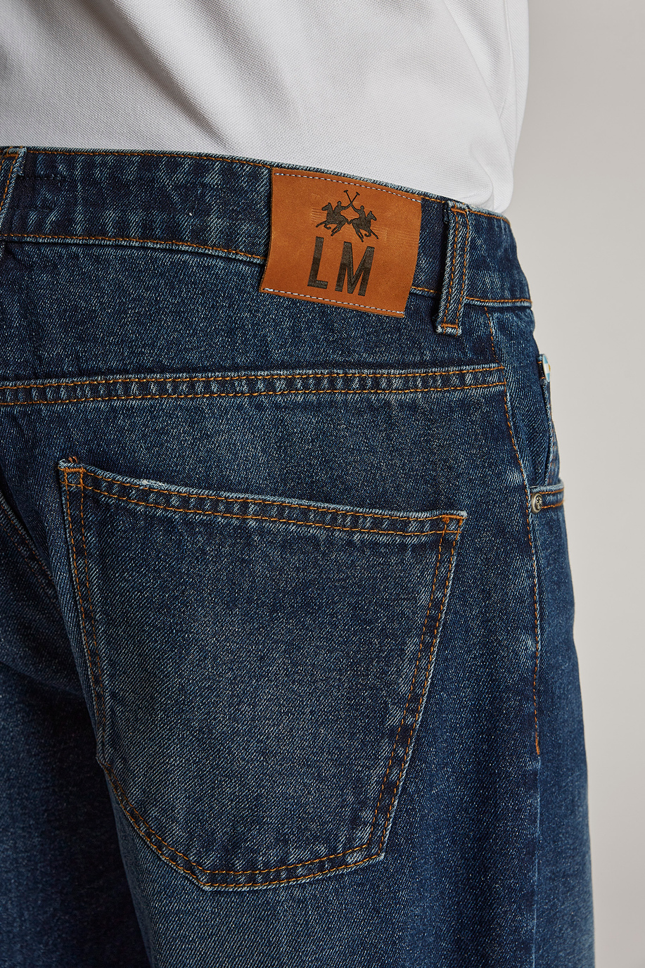 Jean homme en coton stretch coupe classique - Pantalons | La Martina - Official Online Shop