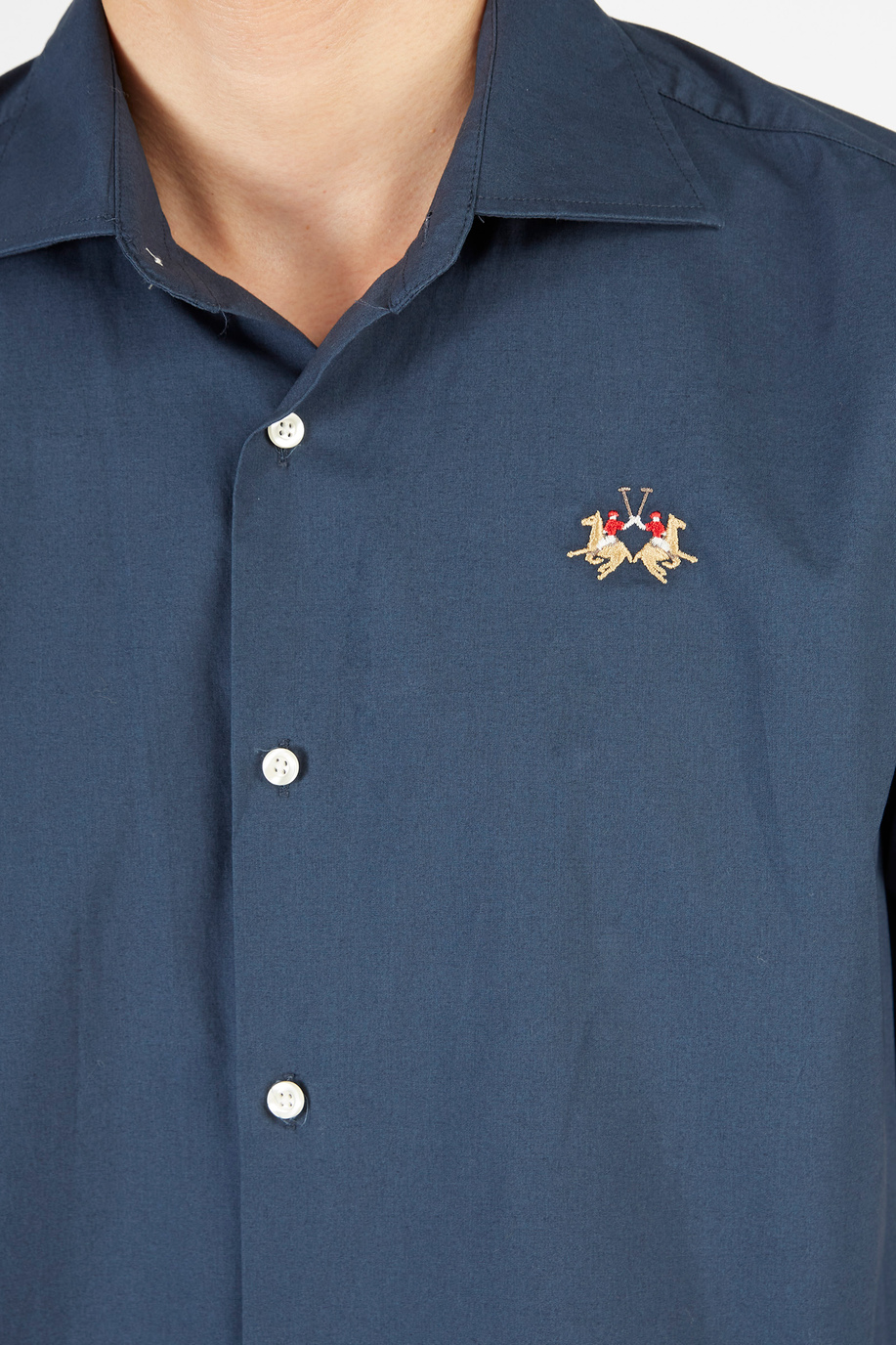 Men’s shirt in cotton poplin slim fit long sleeves - Essential | La Martina - Official Online Shop