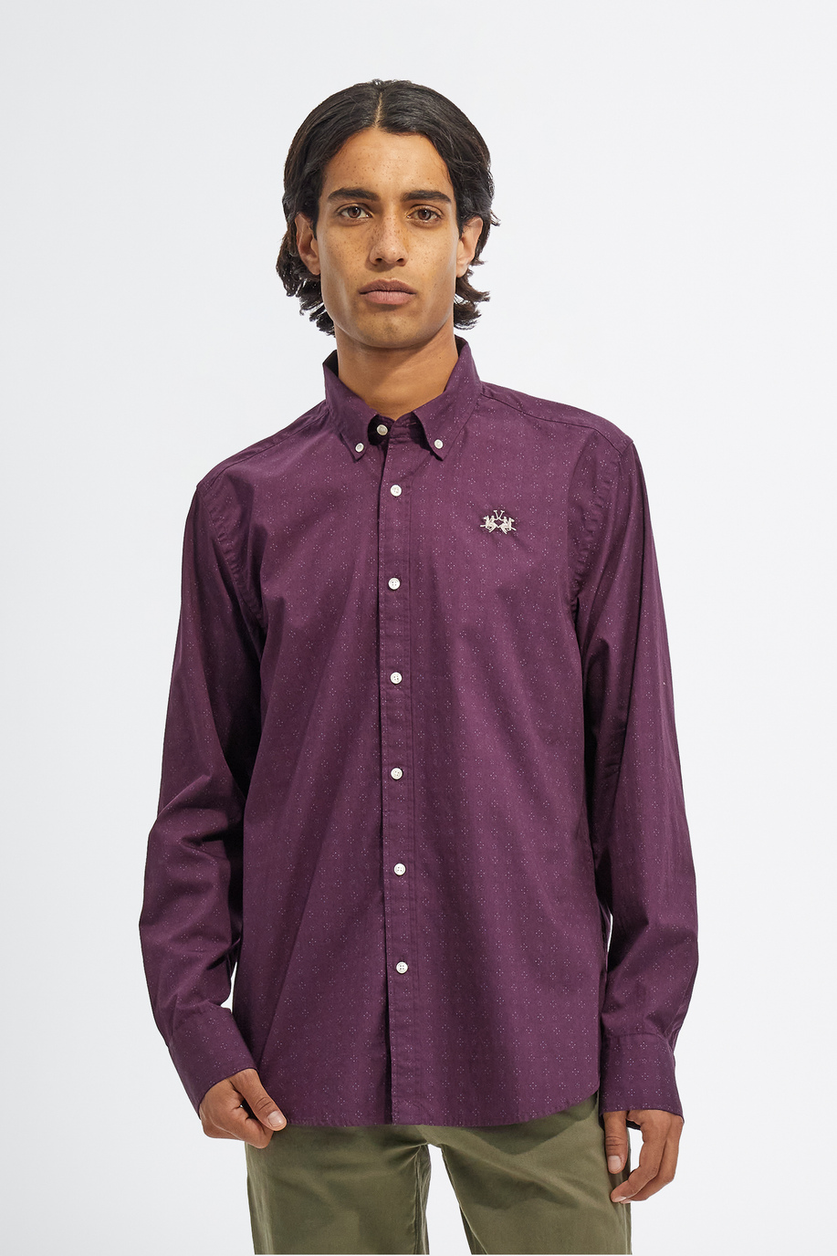Chemise à manches longues pour hommes en coton 100 % coupe classique - Chemises | La Martina - Official Online Shop