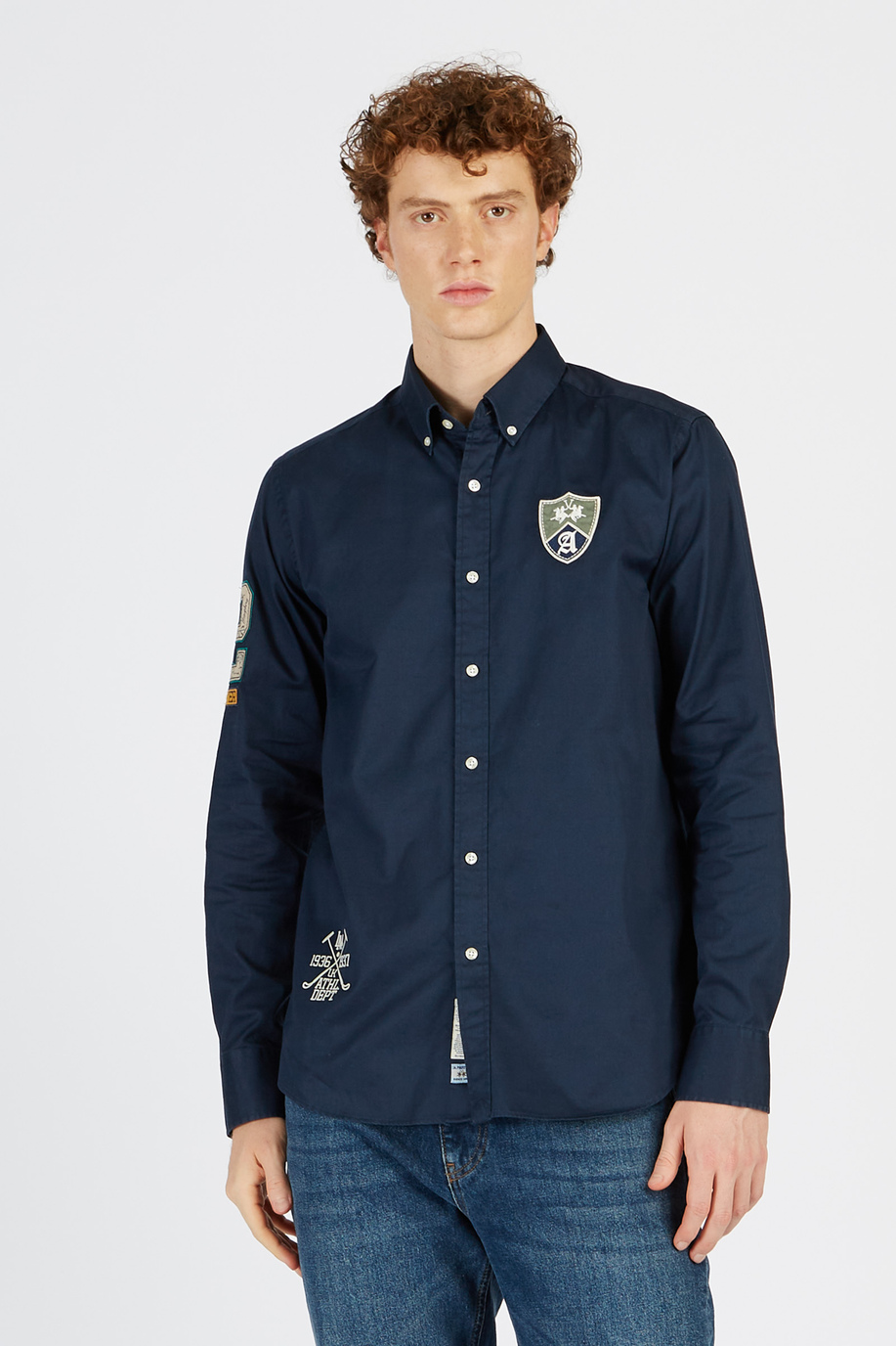 Langärmeliges Herrenhemd aus 100 % Baumwolle Regular Fit - Hemden | La Martina - Official Online Shop