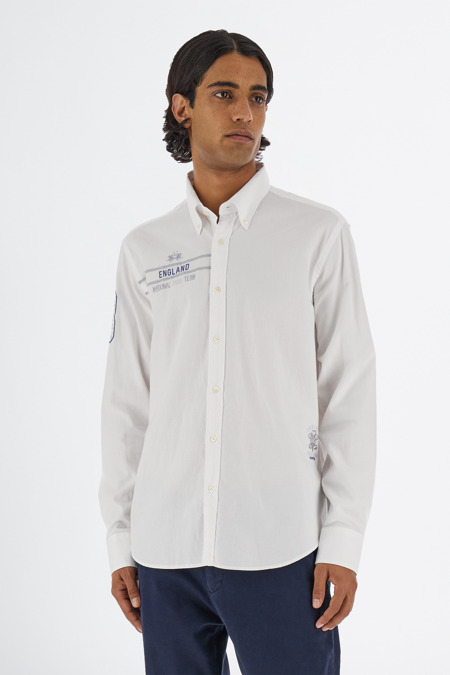 Men’s Inmortales shirt with long sleeves regular fit oxford fabric - Shirts | La Martina - Official Online Shop
