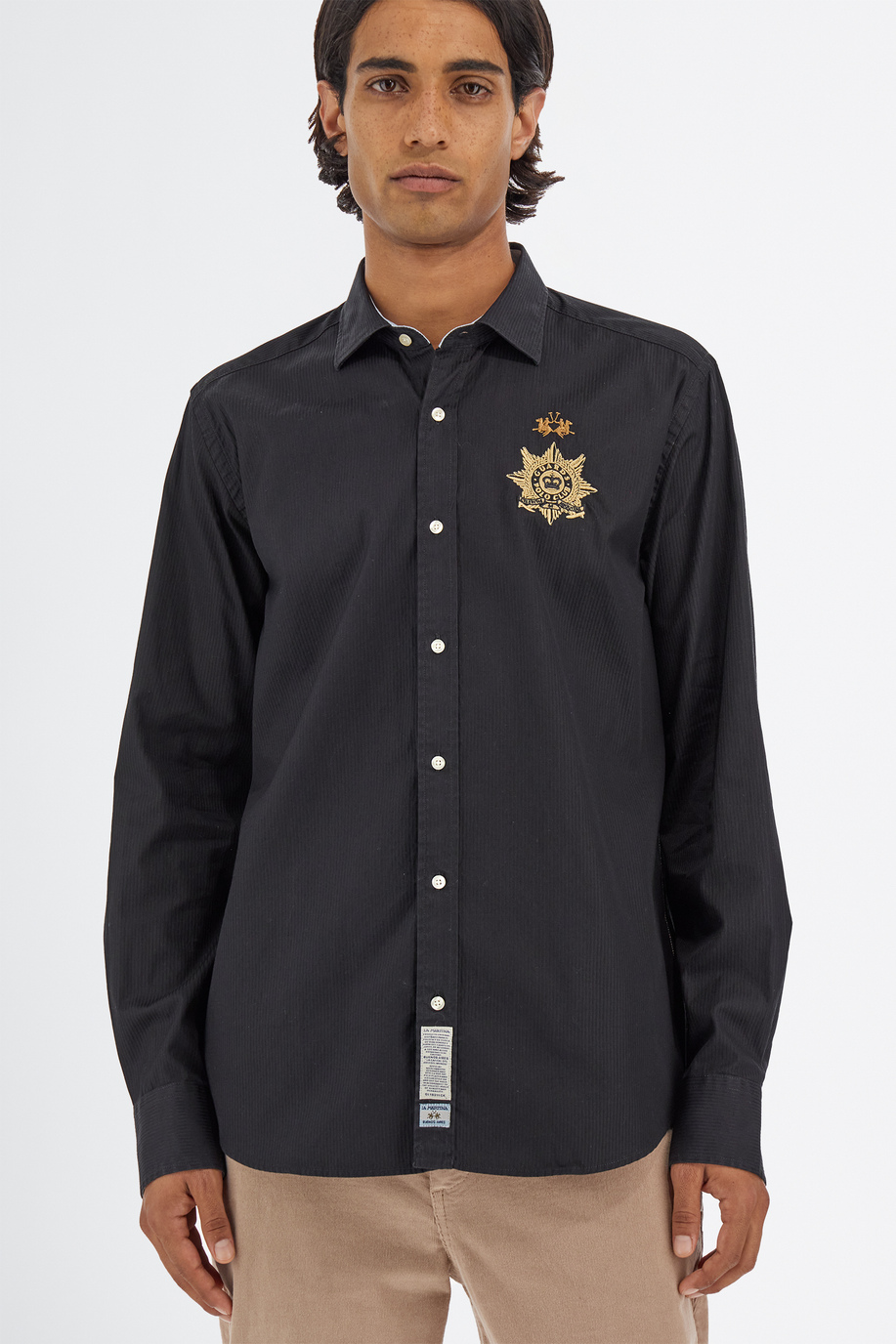 Chemise Guards homme à manches longues en coton coupe classique - Chemises | La Martina - Official Online Shop