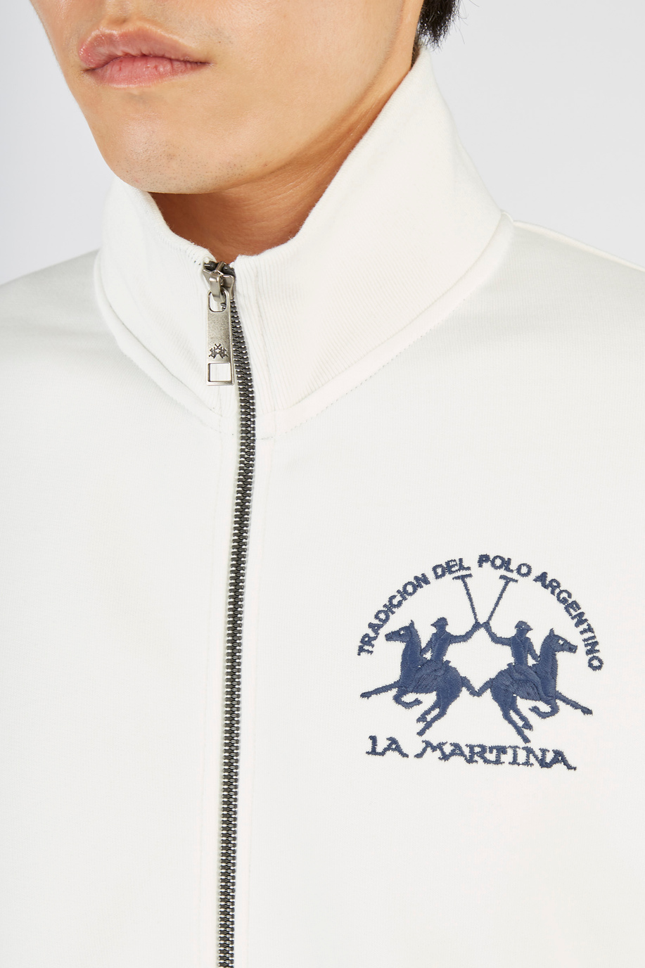 Sweat-shirt à manches longues Essential pour hommes en mélange de coton zippé - Sweat-shirts | La Martina - Official Online Shop