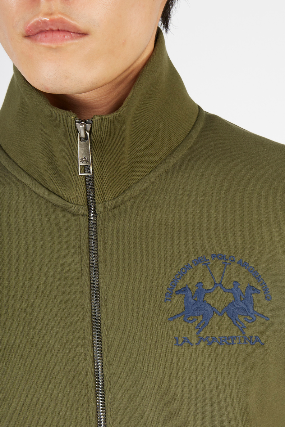 Men’s Essential long-sleeved sweatshirt in full-zip cotton blend - Knitwear & Sweatshirts | La Martina - Official Online Shop