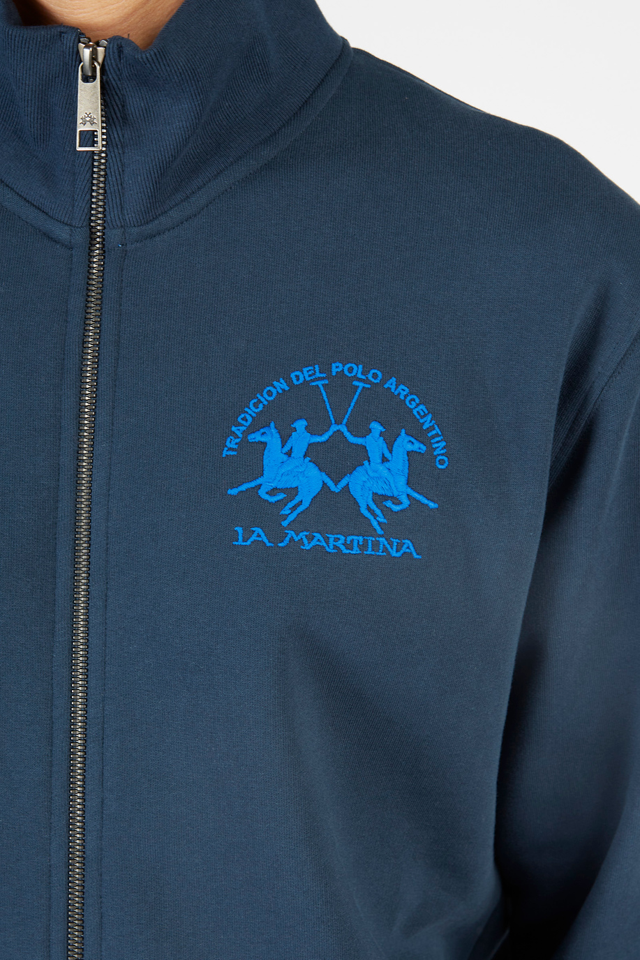 Men’s Essential long-sleeved sweatshirt in full-zip cotton blend - XLarge sizes | La Martina - Official Online Shop