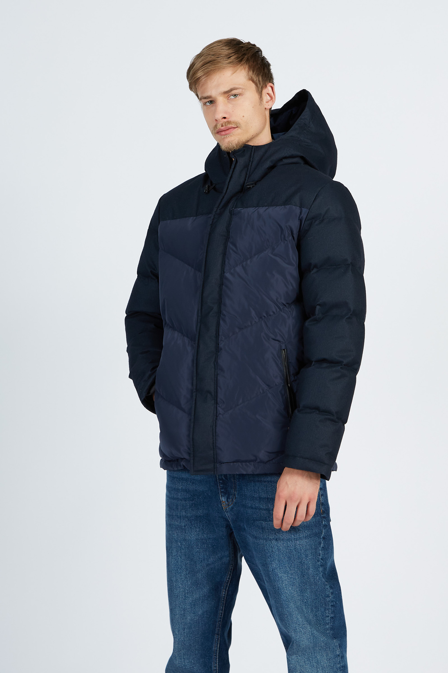 Men’s padded down jacket with hood regular fit model - Rainproof & Windproof | La Martina - Official Online Shop