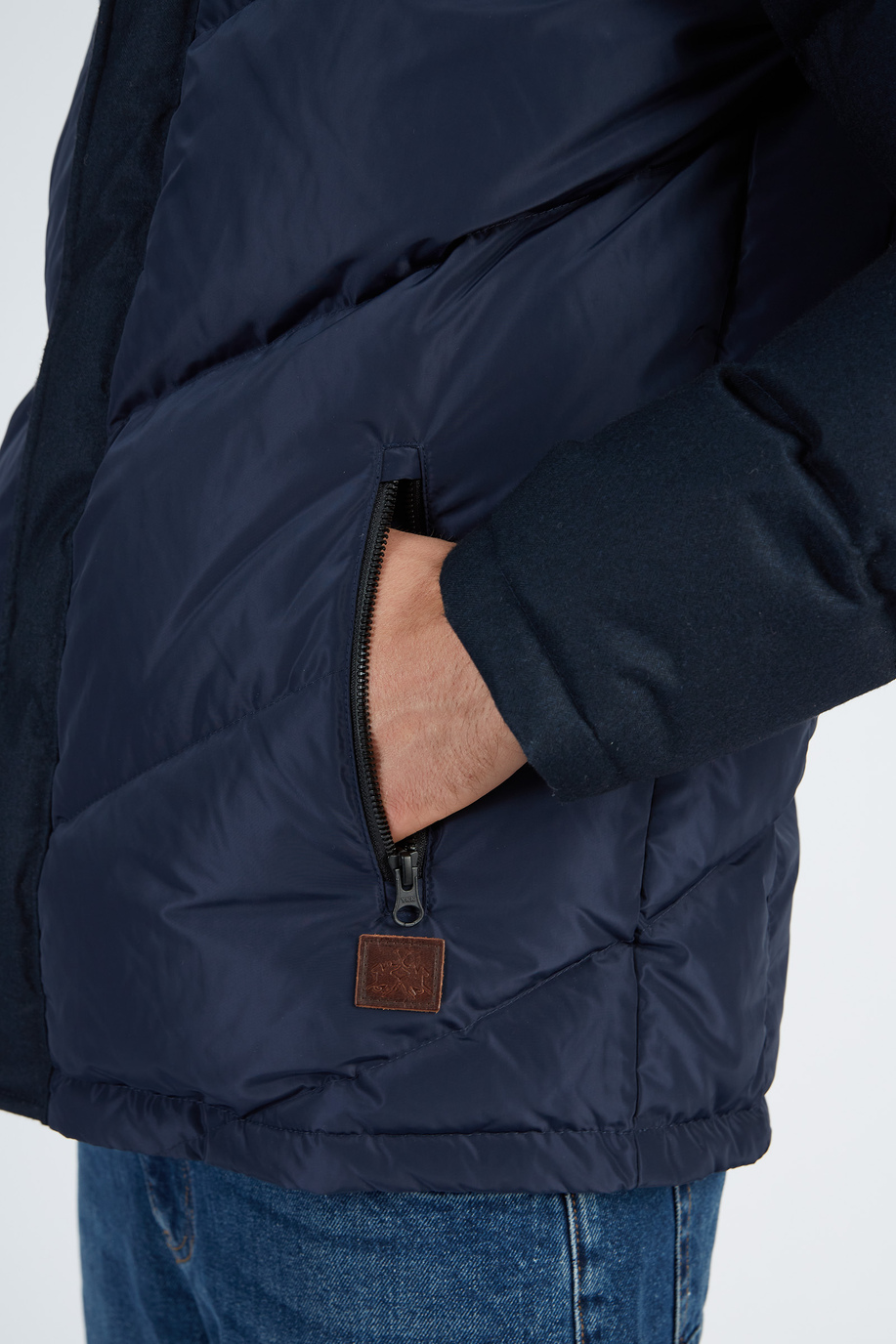 Men’s padded down jacket with hood regular fit model - Rainproof & Windproof | La Martina - Official Online Shop