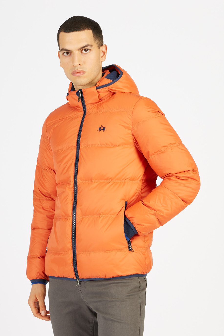 Men’s goose down jacket with regular fit zip closure - Outdoor | La Martina - Official Online Shop