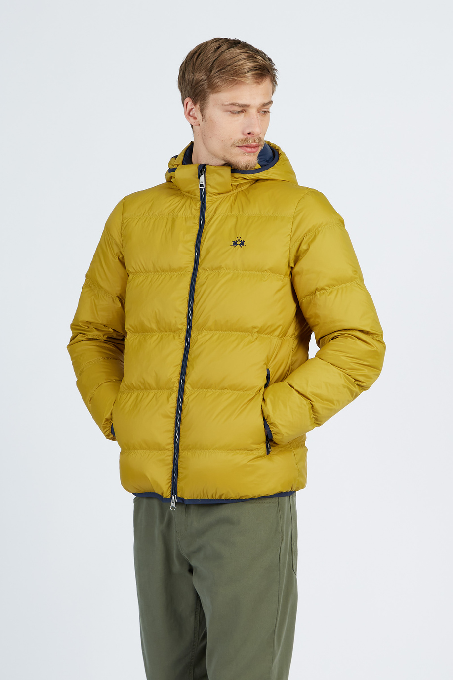 Men’s goose down jacket with regular fit zip closure - Men | La Martina - Official Online Shop