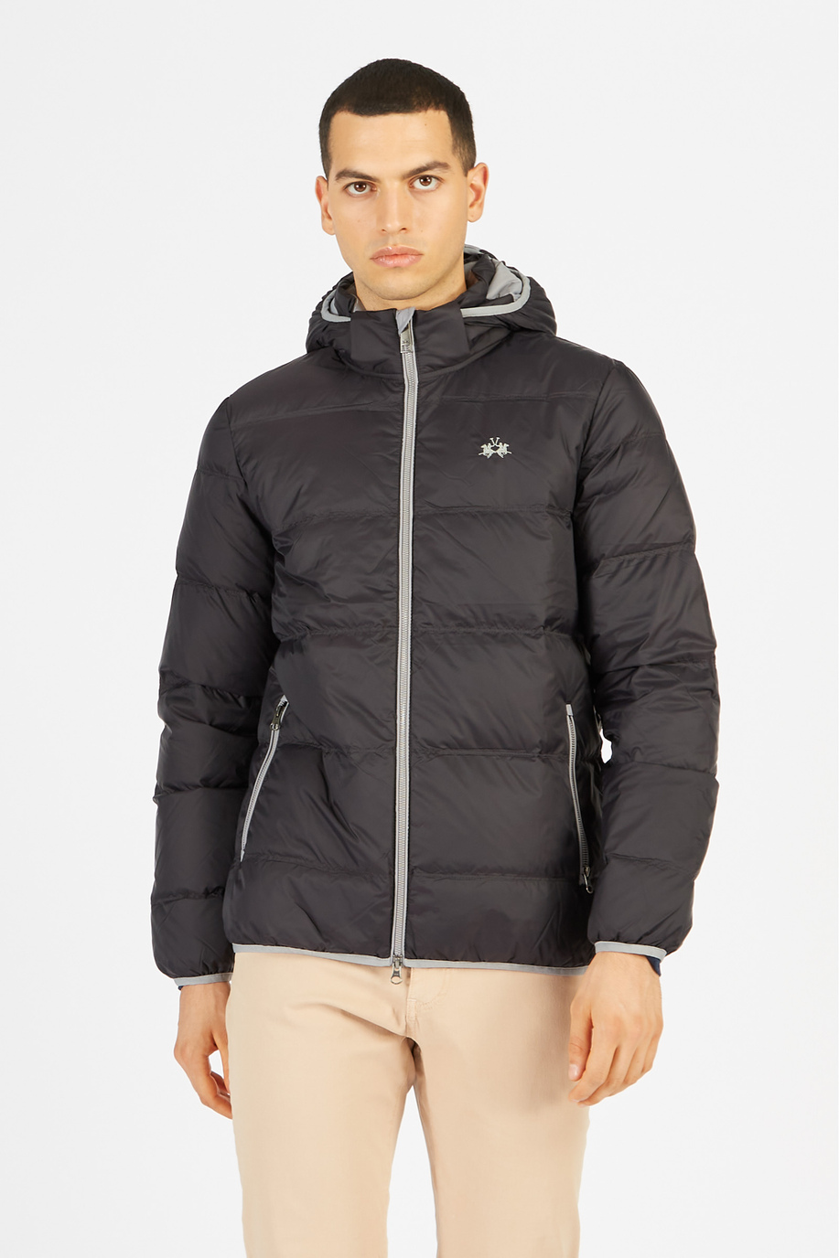 Men’s goose down jacket with regular fit zip closure - Outerwear | La Martina - Official Online Shop