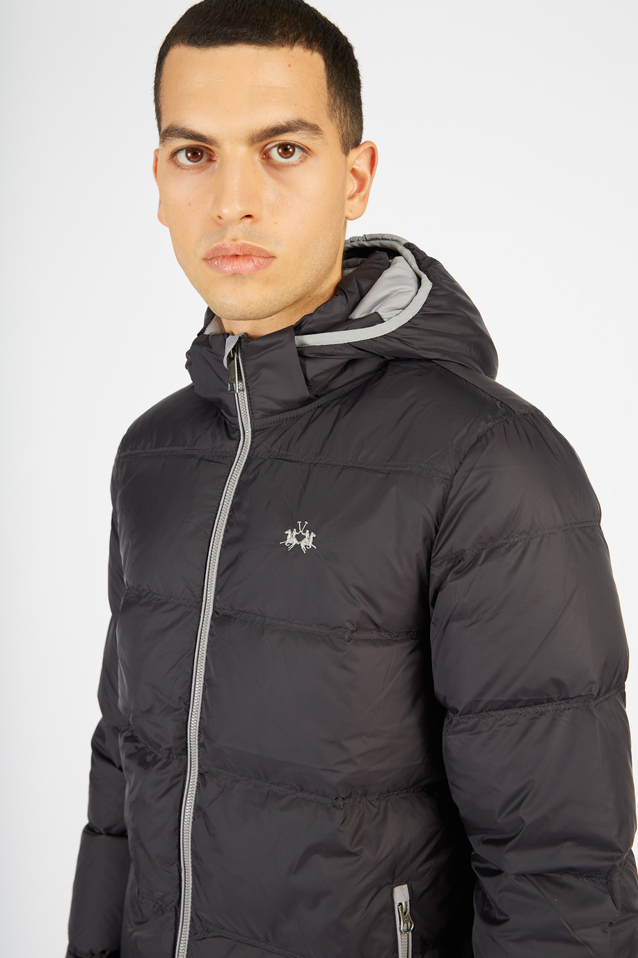 Men’s goose down jacket with regular fit zip closure - Outerwear | La Martina - Official Online Shop