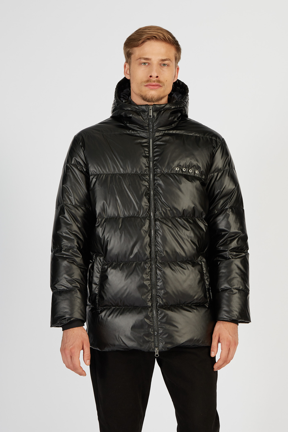 Men’s padded down jacket Jet Set with hood regular fit model - Jet Set | La Martina - Official Online Shop