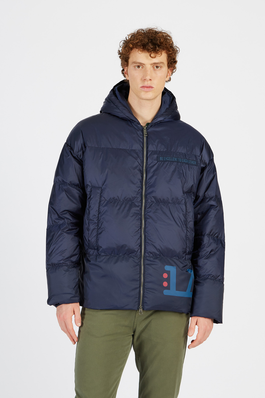 Men's padded down jacket with hood, regular fit | La Martina - Official Online Shop