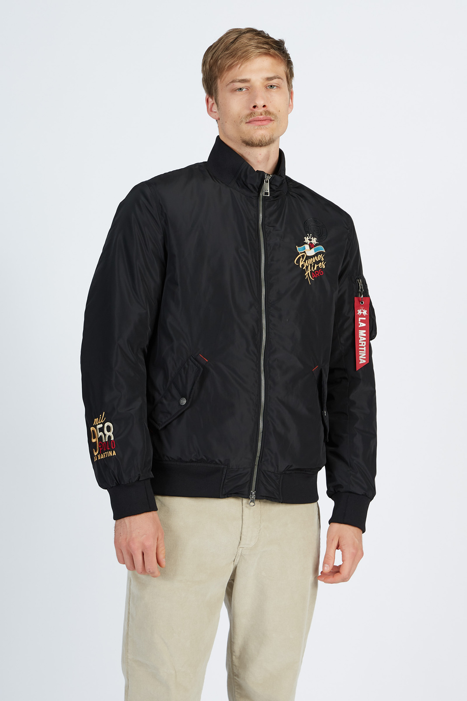 Men’s bomber jacket in nylon Leyendas Del Polo with zip in regular fit - Men | La Martina - Official Online Shop