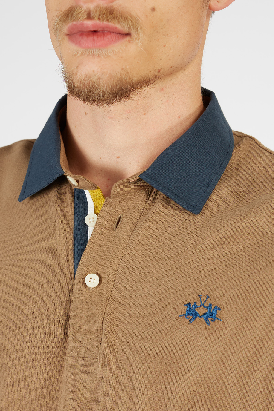 Langärmeliges Herren-Poloshirt aus klassisch geschnittenem Baumwolljersey - Poloshirts | La Martina - Official Online Shop