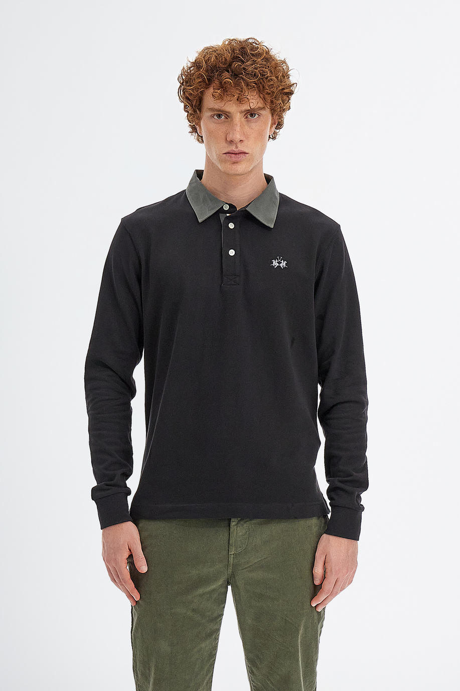Langärmeliges Herren-Poloshirt aus klassisch geschnittenem Baumwolljersey - -30% | step 3 | US | La Martina - Official Online Shop