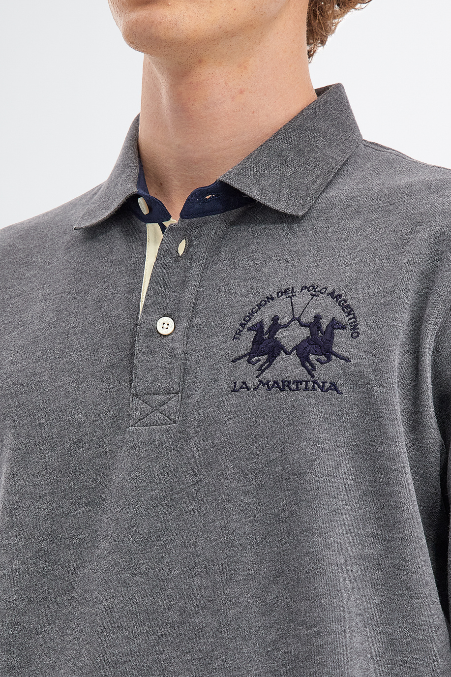 Polo homme en jersey de coton manches longues slim fit - Cadeaux de moins de €150 pour lui | La Martina - Official Online Shop