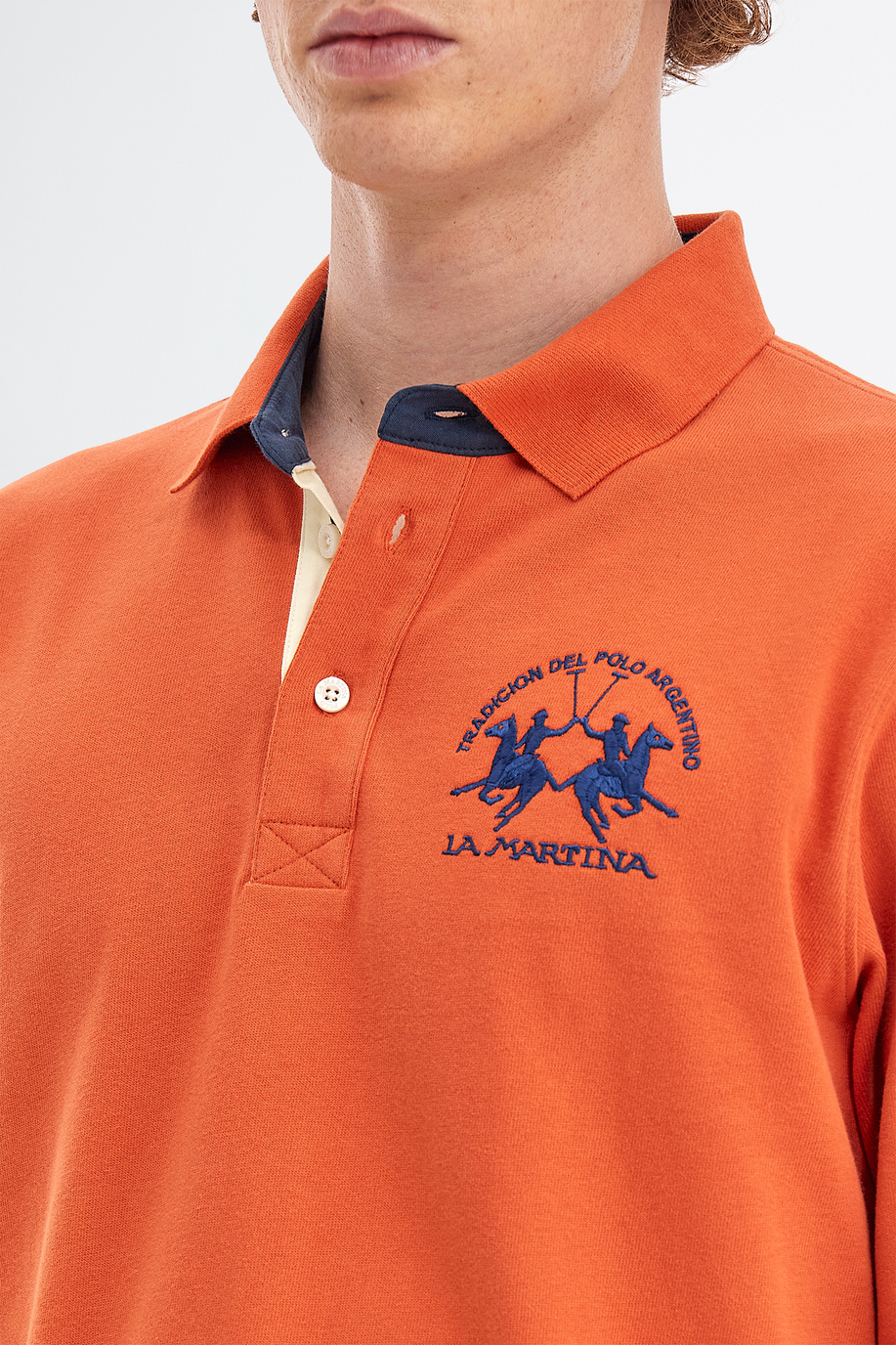 Men’s polo shirt in cotton jersey long sleeves slim fit - Polo Shirts | La Martina - Official Online Shop