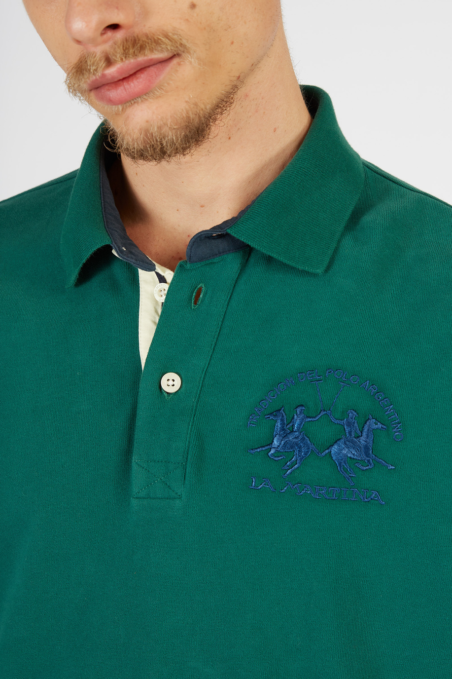 Men’s polo shirt in cotton jersey long sleeves slim fit - Slim fit | La Martina - Official Online Shop
