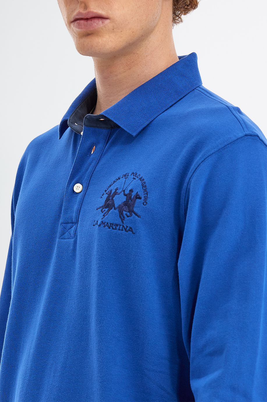 Polo homme en jersey de coton manches longues slim fit - Polos | La Martina - Official Online Shop