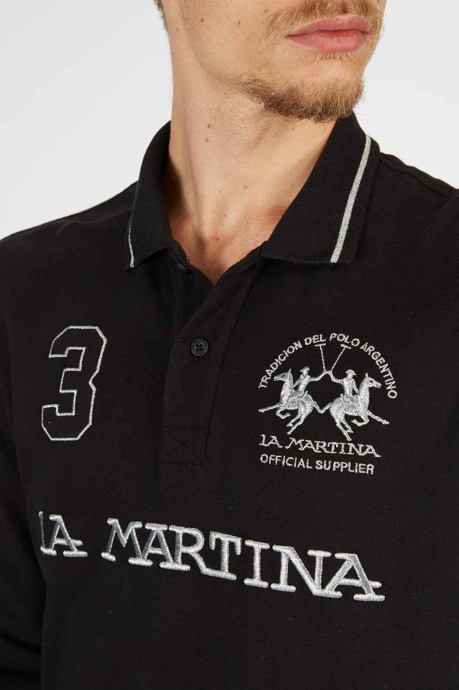 Herren-Poloshirt aus Baumwolle mit langen Ärmeln - Regular fit | La Martina - Official Online Shop