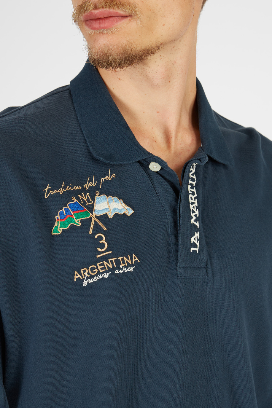 Inmortales Herren-Poloshirt aus Baumwolljersey mit langen Ärmeln - Nachstellungen von großen Turnieren | La Martina - Official Online Shop