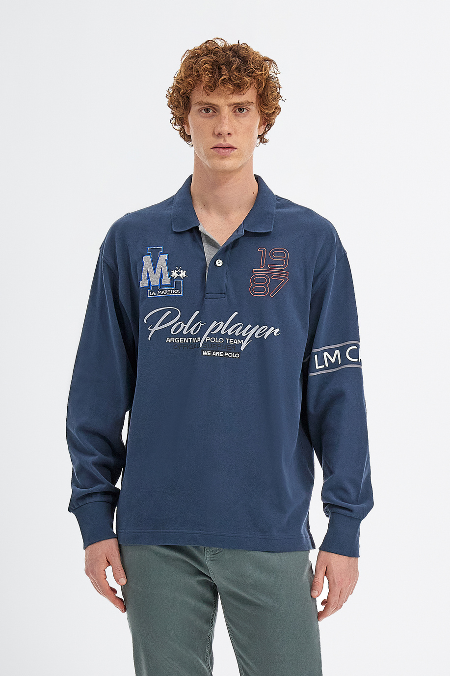 Men’s polo shirt Inmortales in cotton jersey comfort fit long sleeves - Replicas of major tournaments | La Martina - Official Online Shop