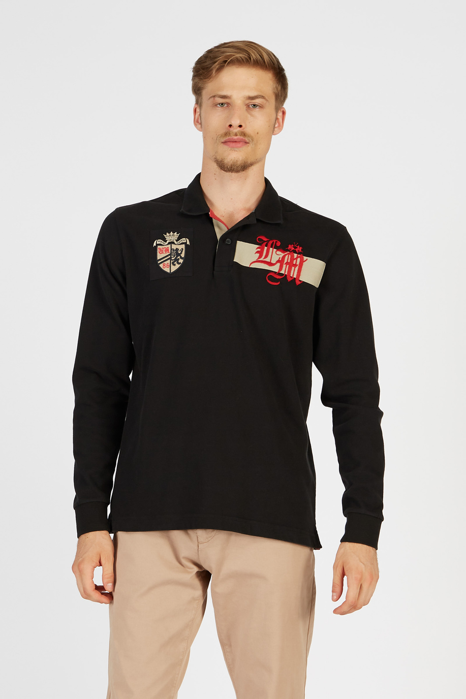 Herren-Poloshirt mit langen Ärmeln aus Jersey-Baumwolle - Poloshirts | La Martina - Official Online Shop