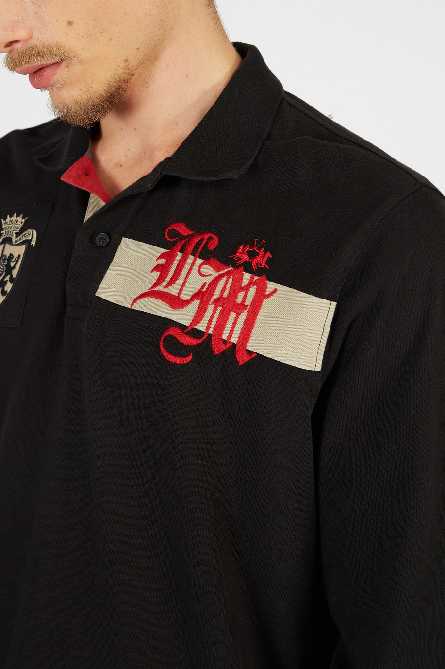 Herren-Poloshirt mit langen Ärmeln aus Jersey-Baumwolle - Poloshirts | La Martina - Official Online Shop
