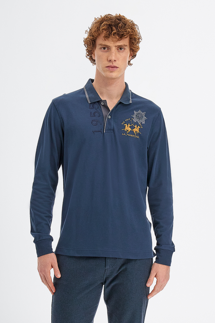 Men’s Polo Guards with long sleeves in regular fit stretch piqué cotton - Long Sleeve | La Martina - Official Online Shop