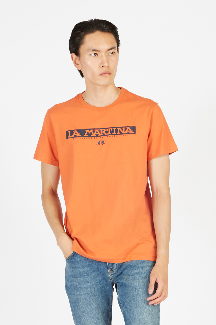 T-shirt à manches courtes à col rond régulier pour hommes - Cadeaux avec monogramme pour lui | La Martina - Official Online Shop