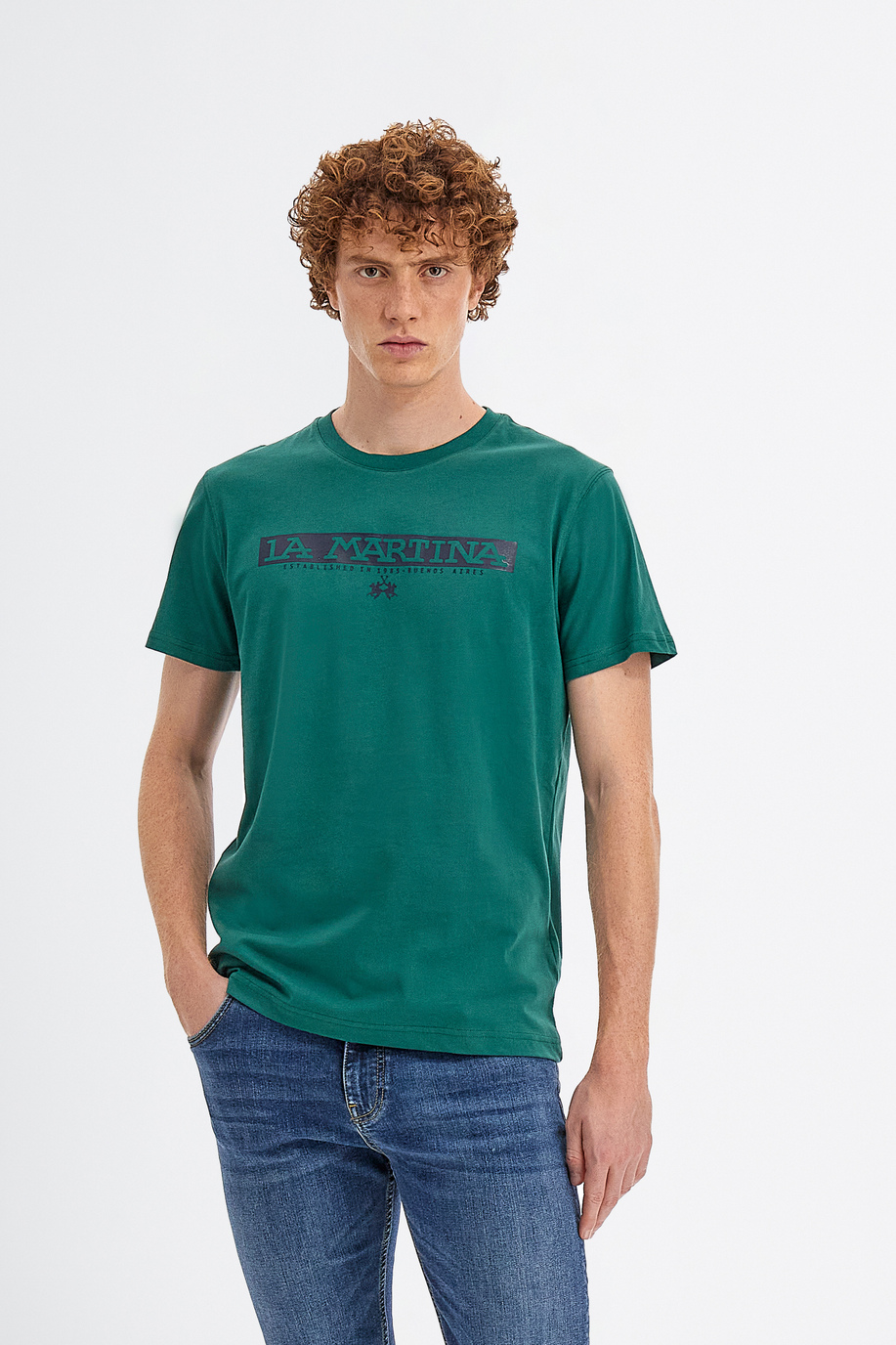 Men’s short-sleeved regular fit crew neck t-shirt - T-Shirts | La Martina - Official Online Shop