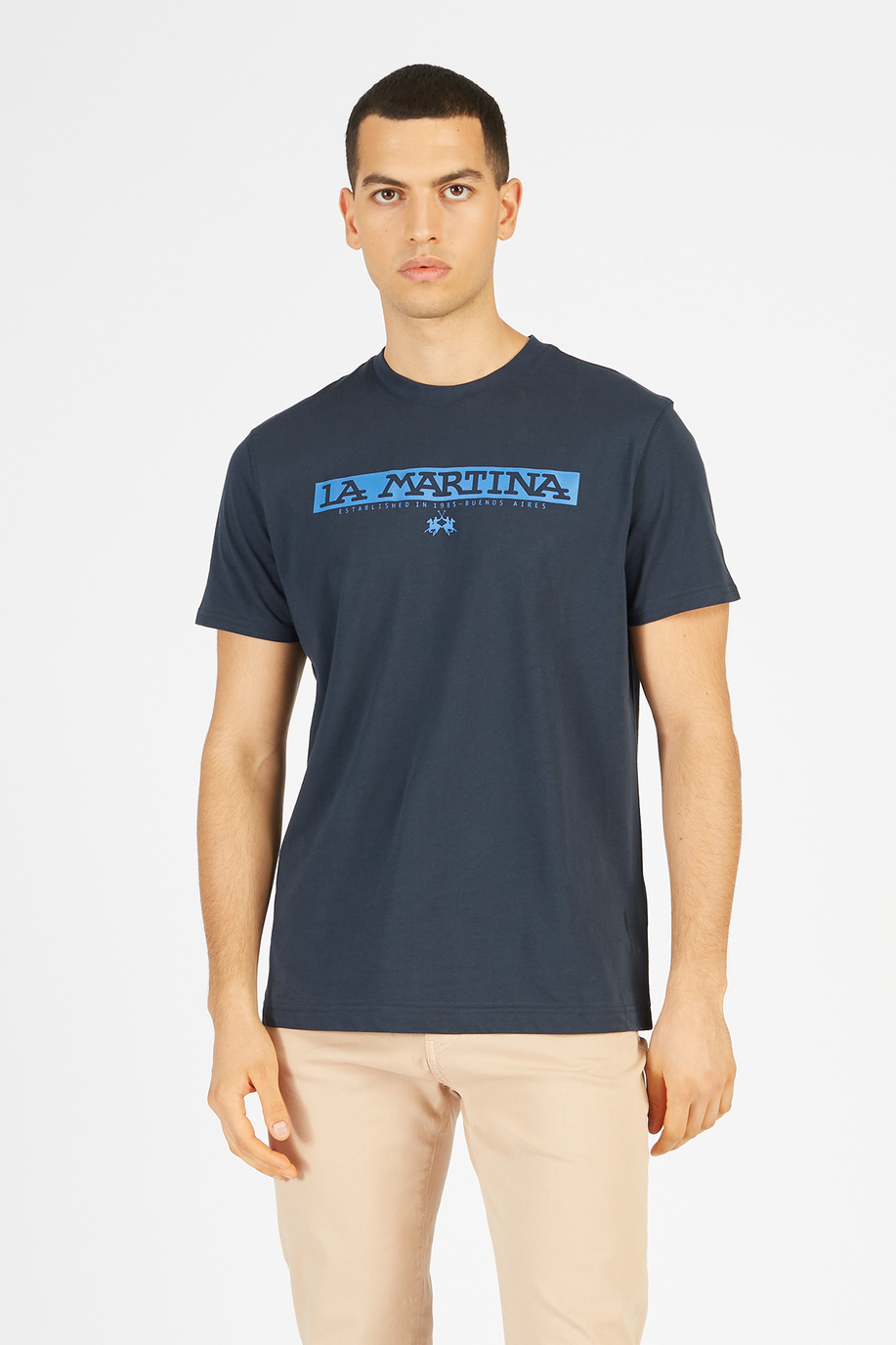 T-shirt à manches courtes à col rond régulier pour hommes - Cadeaux avec monogramme pour lui | La Martina - Official Online Shop