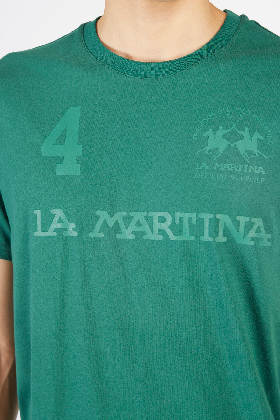 T-shirt col ras du cou à manches courtes pour hommes en coton 100 % coupe classique - Iconos - Numeros  | La Martina - Official Online Shop