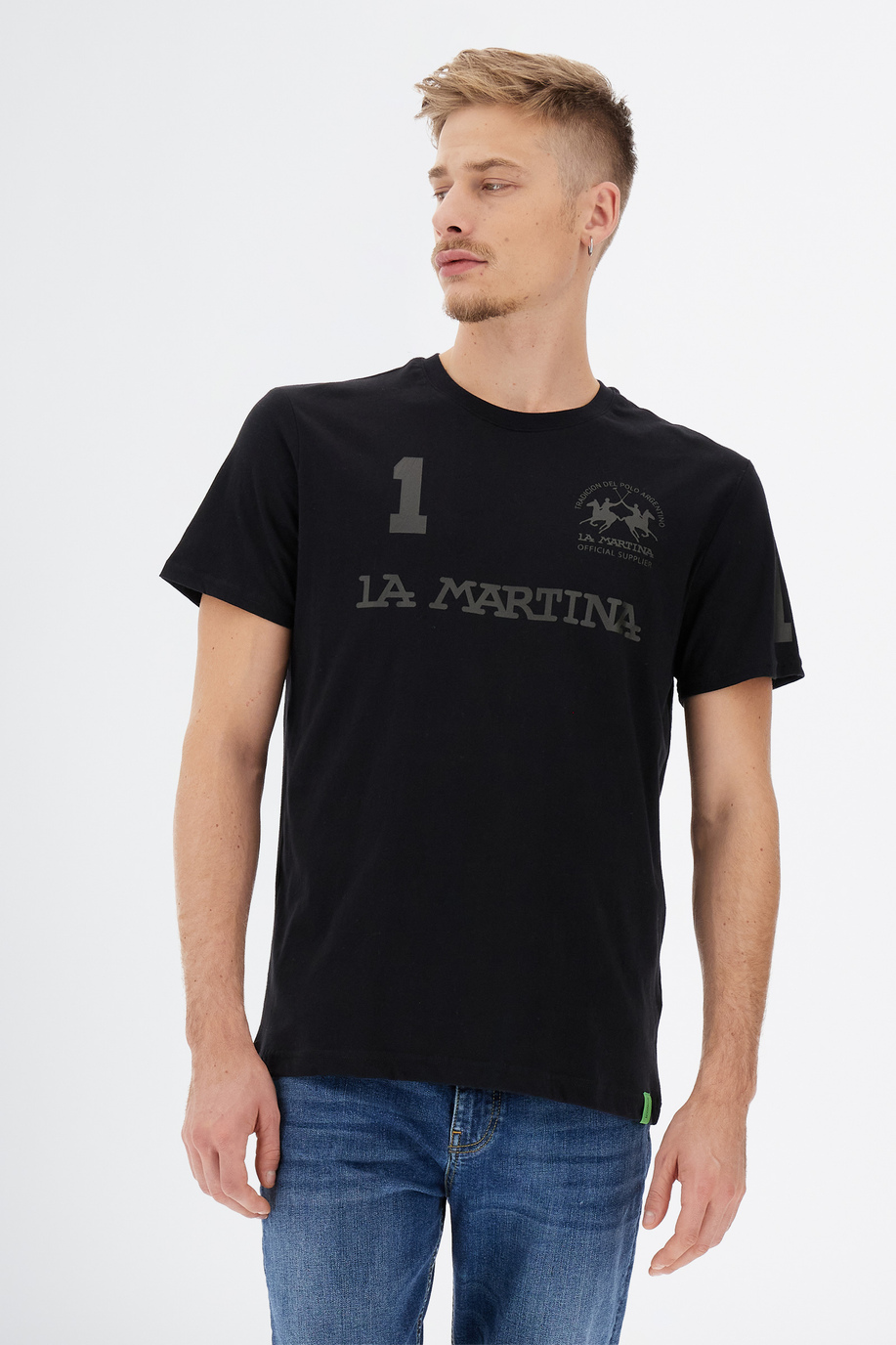 T-shirt col ras du cou à manches courtes pour hommes en coton 100 % coupe classique - T-shirts | La Martina - Official Online Shop