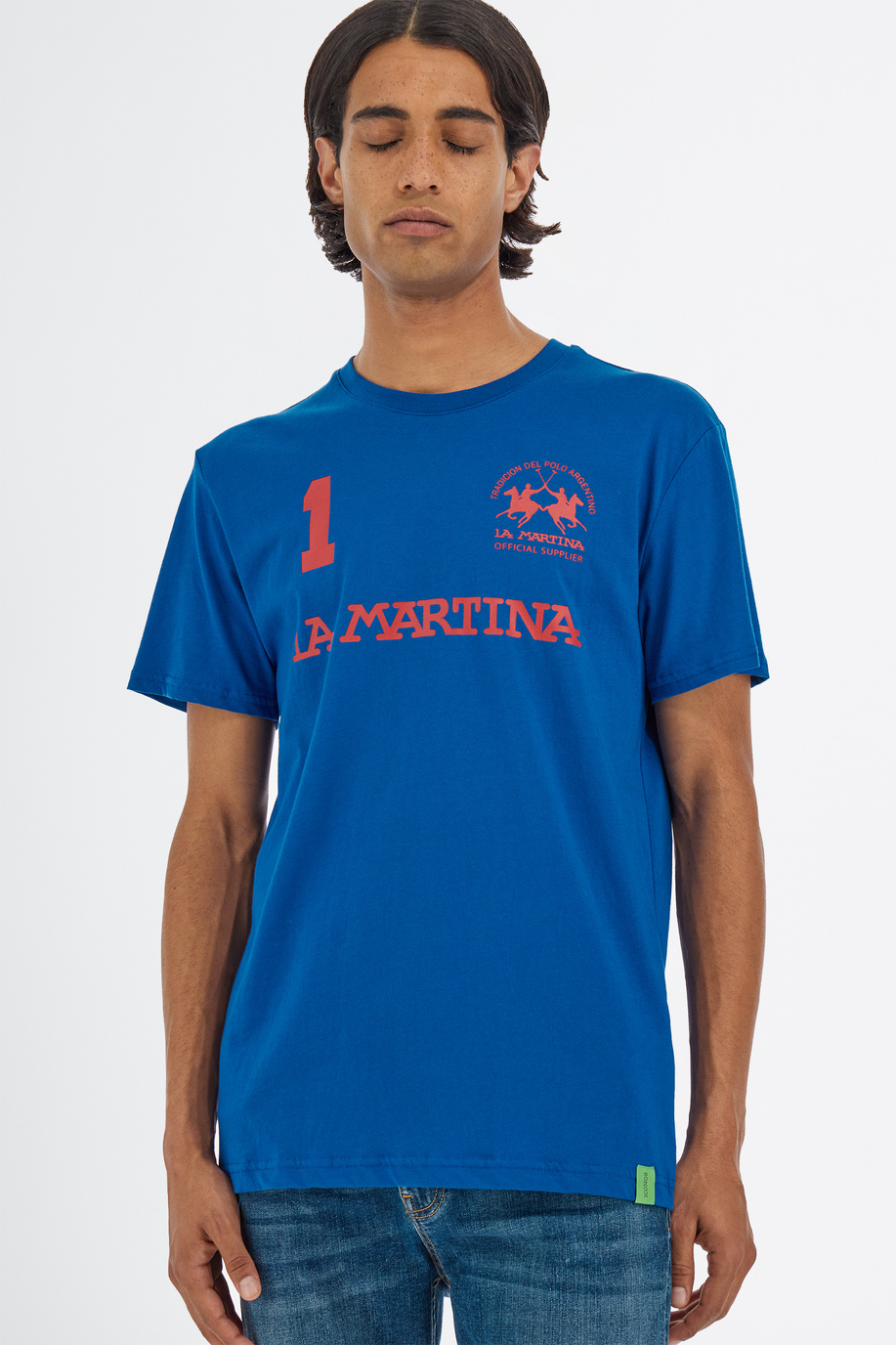 T-shirt col ras du cou à manches courtes pour hommes en coton 100 % coupe classique - T-shirts | La Martina - Official Online Shop