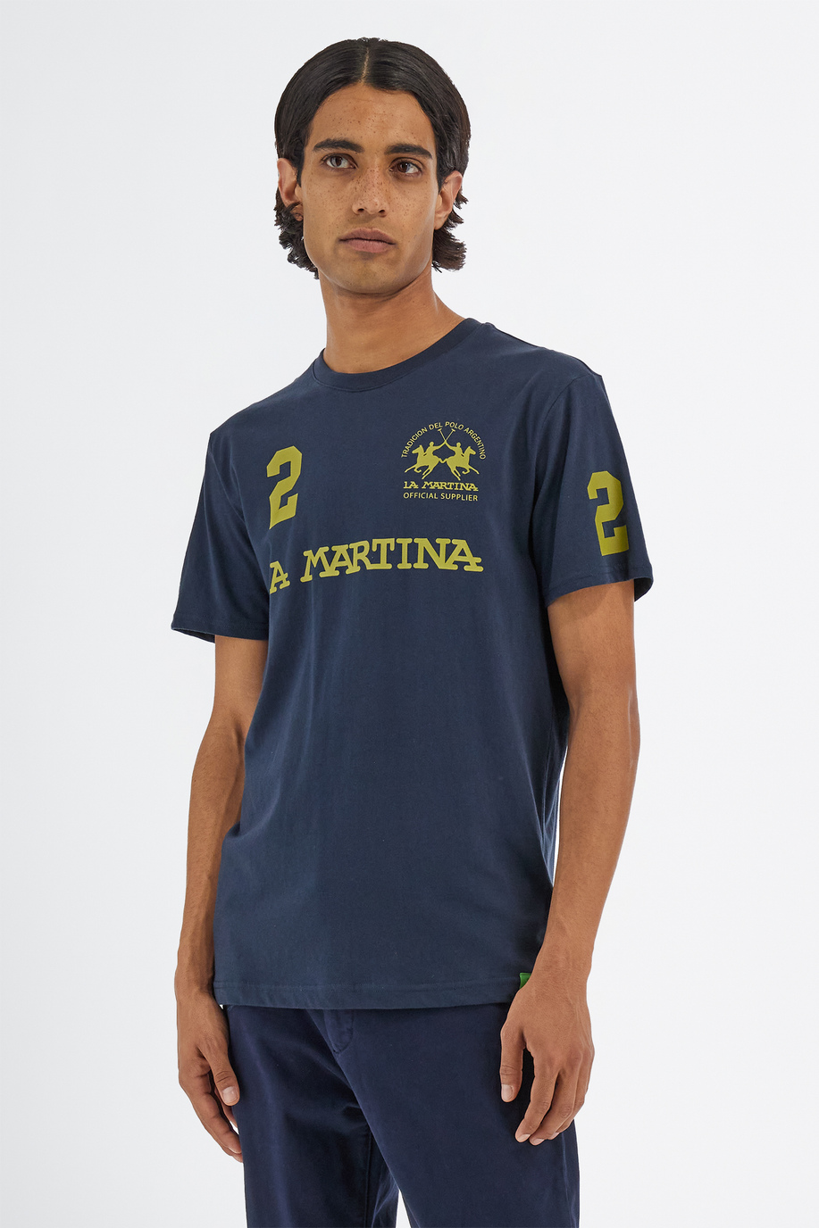 Men’s short-sleeved crew neck t-shirt in 100% regular fit cotton - Special Sale | La Martina - Official Online Shop