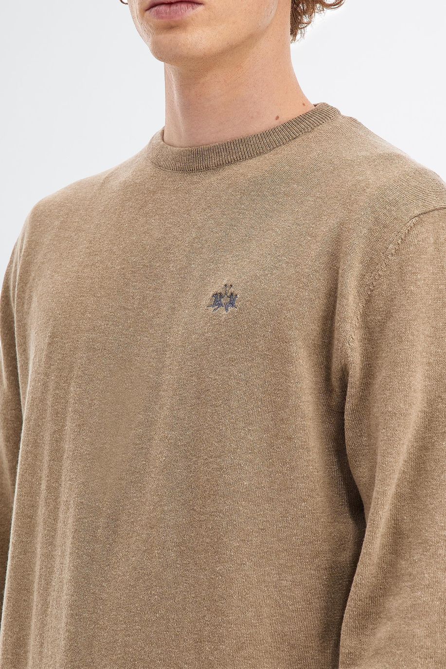 Men’s knit sweater with long sleeves in cotton blend wool regular fit crew neck - Gifts under €150 for him | La Martina - Official Online Shop