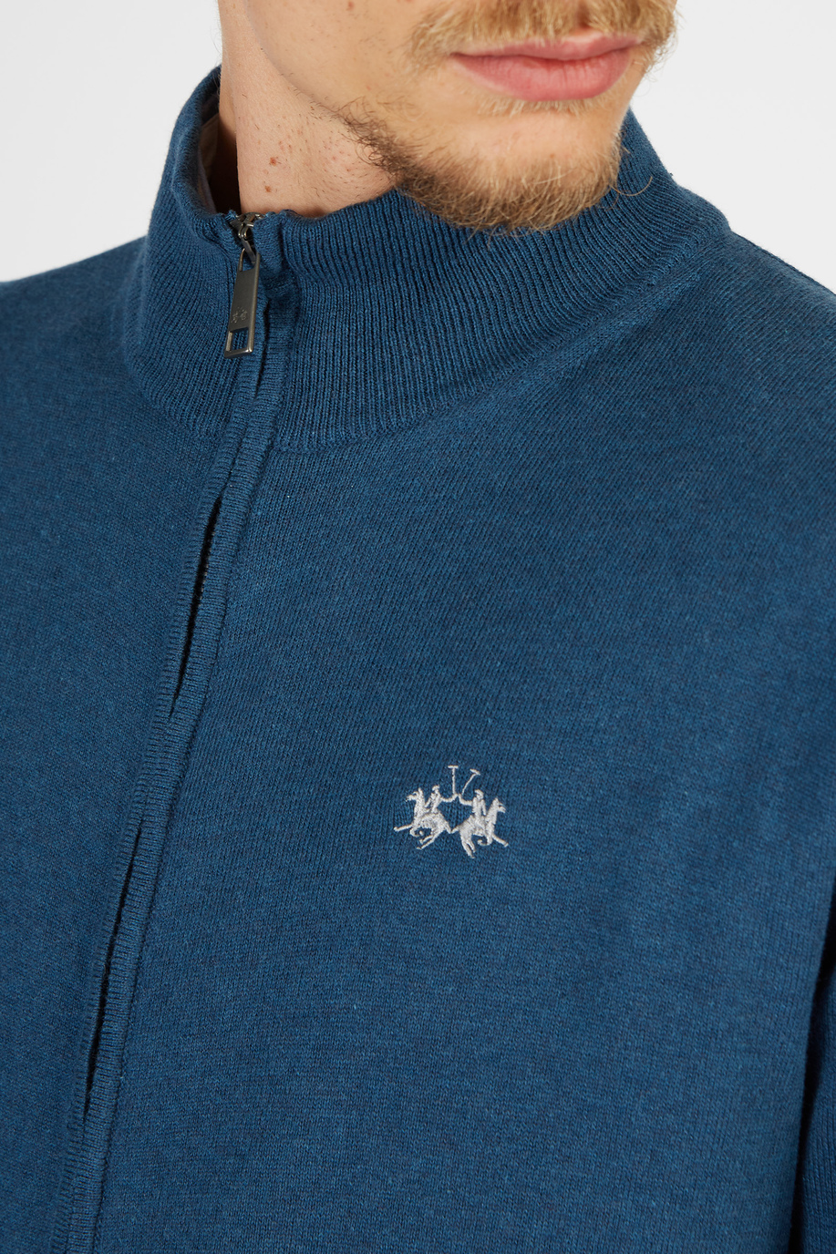 Pull en laine Essential col haut et zip fit - Laine de première qualité | La Martina - Official Online Shop